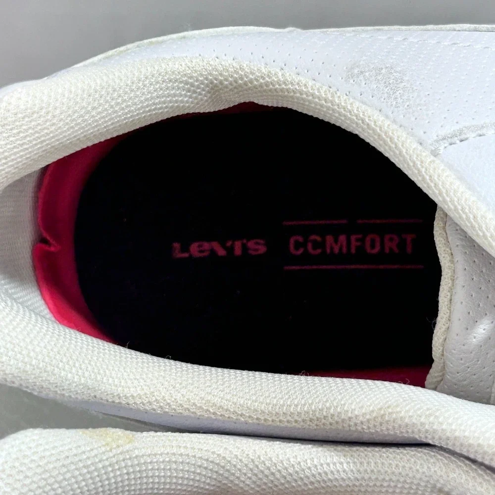 Levi's Mens Sneakers Size 10.5 White Lance Perforated Faux-Leather Low Top Skate